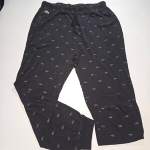 Lacoste Mens Sleepwear Joggers Black All Over Croc Logo Pajama Pants XL